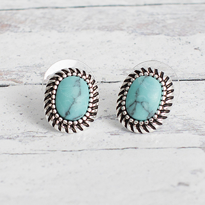 CHAPS<sup>&reg;</sup> Turquoise Stud Earrings - These turquoise oval stud earrings from Chaps will add a modern touch of color to an array of ensembles. Pierced.