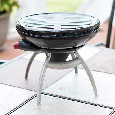 COLEMAN<sup>&reg;</sup> Party Grill - This portable grill makes grilling easy for any occasion.  Perfect Flow™ butane technology and Instatstart™ ignition make starting this grill simple and easy.  Features a removable cooking surface, adjustable burner with 122 square inches of grill space and detachable legs for easy transport and storage.