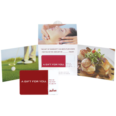 MARRIOTT<sup>&reg;</sup> $250 Gift Card - Massage for one ... or a tee-off for two? Spa, dining, regional specialties from skiing to snorkeling or merchandise from ShopMarriott.com.  With a $250 Gift Card, you will find a world of choices at one of Marriott's many hotels and resorts.